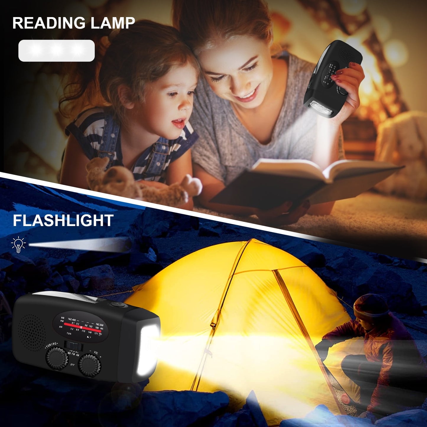 ZOUYUE Hand Crank Emergency Radio, Portable Radio Solar Powerd AM FM WB NOAA Weather Radio with Flashlight, Cell Phone Charge, SOS Alarm