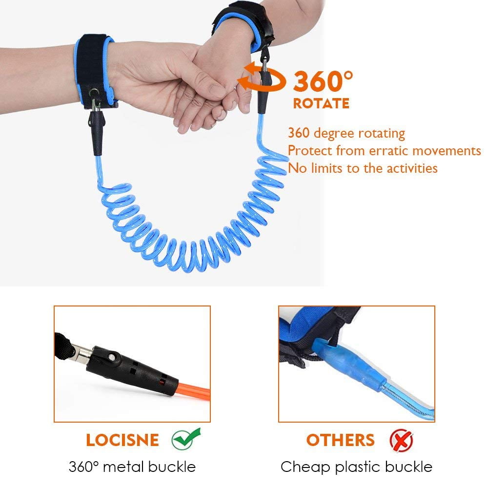 DISEN Anti Lost Wrist Link 6.5FT Toddler Wrist Leash for Kids Child Safety Harness Baby Proofing Wristband (Blue)