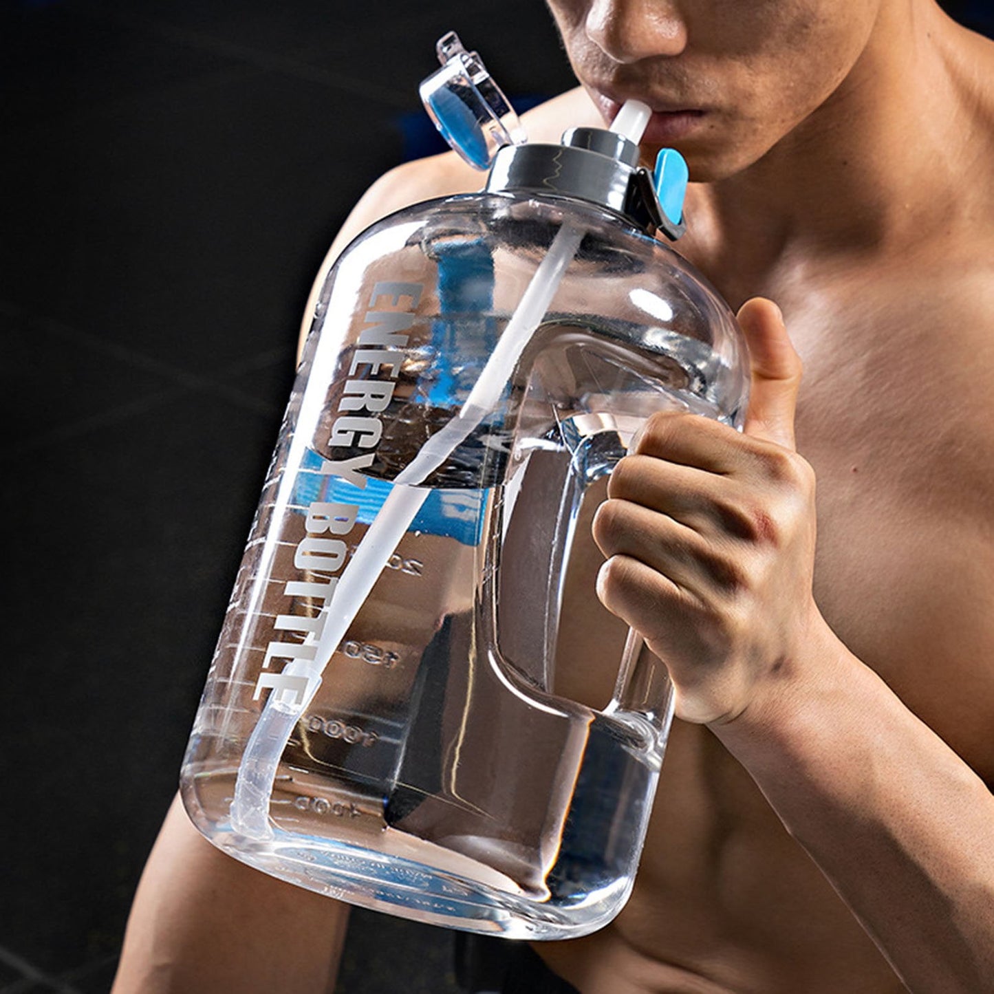 1 Gallon Water Bottles,128 oz Motivational Time Marked Water Bottle With Straw,BPA Free,Leak Proof Sports Water Bottle,Clear