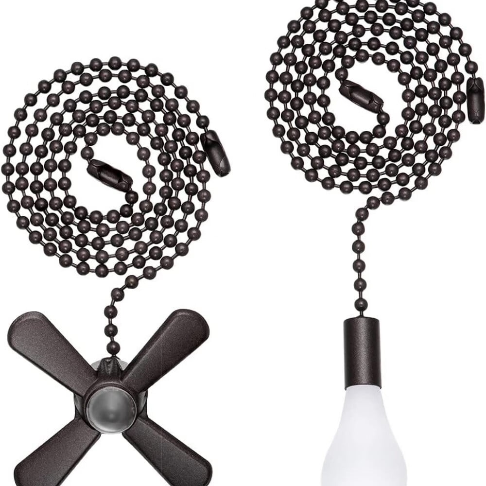 1 Pcs Ceiling Fan Pull Chain Beaded Ball Extension Chains with Light Bulb and Fan Cord,Silver