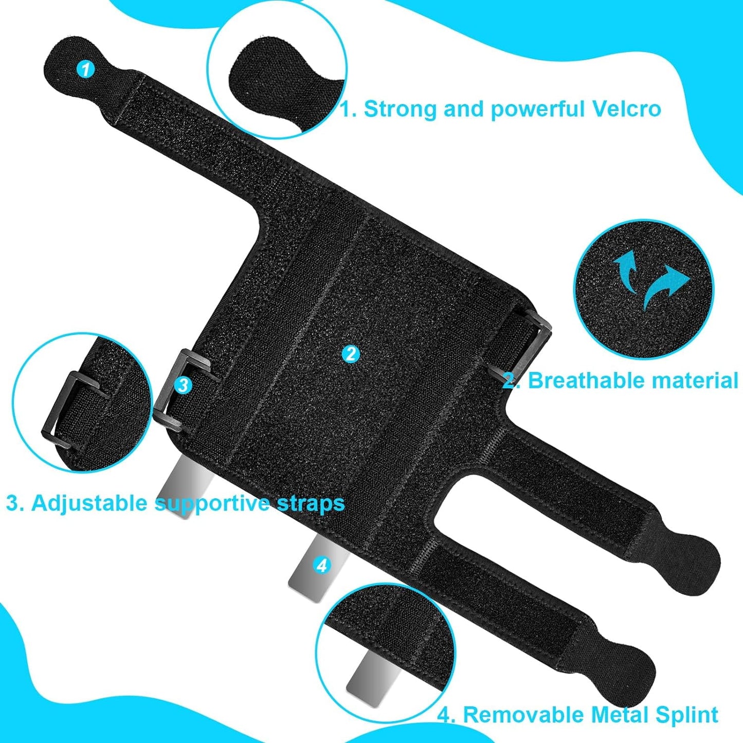 Elbow Brace for Ulnar Nerve Entrapment, Adjustable Cubital Tunnel Brace with 2 Removable Metal Splint for Sleeping, Elbow Immobilizer for Cubital Tunnel Syndrome, Ulnar Nerve Brace for Women & Men