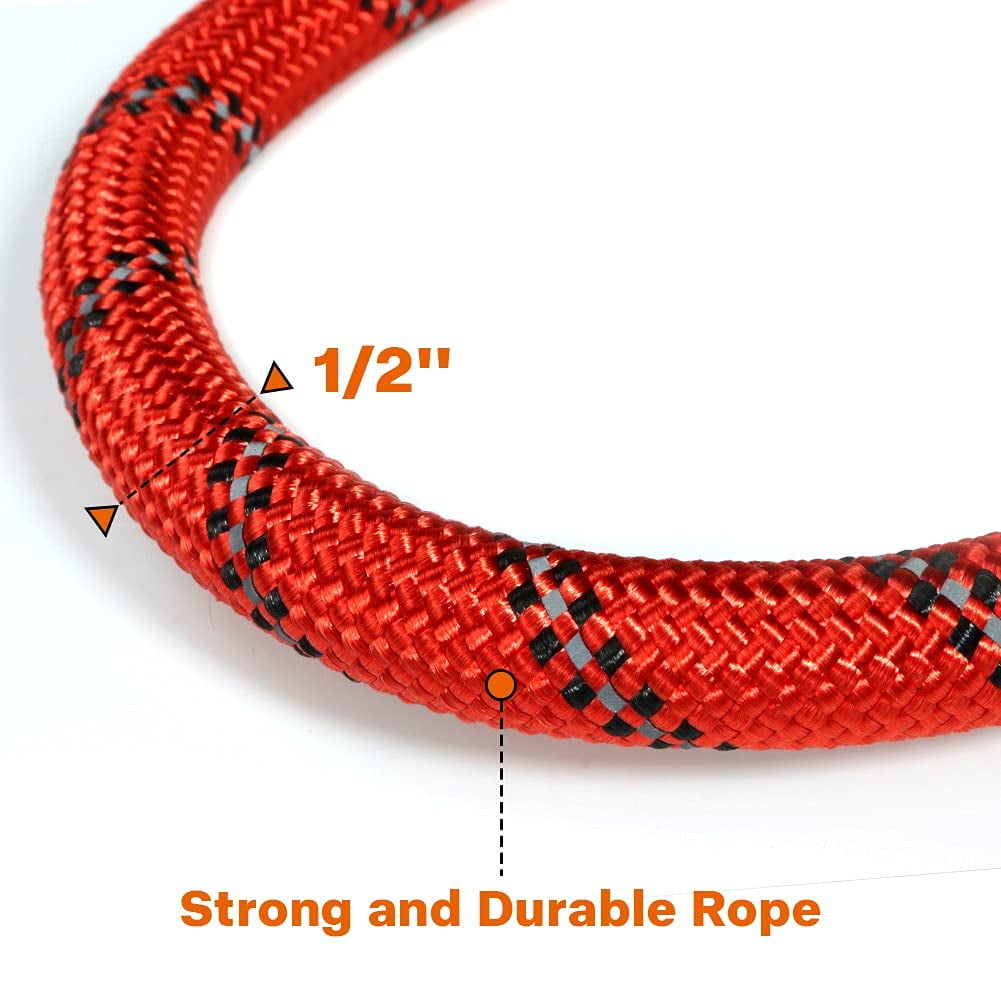 ZOUYUE Rope Dog Leash 5 FT with Comfortable Padded Handle, Highly Reflective Threads Dog Leash for Large/Medium Dogs, 1/2 inch, Multi-Color