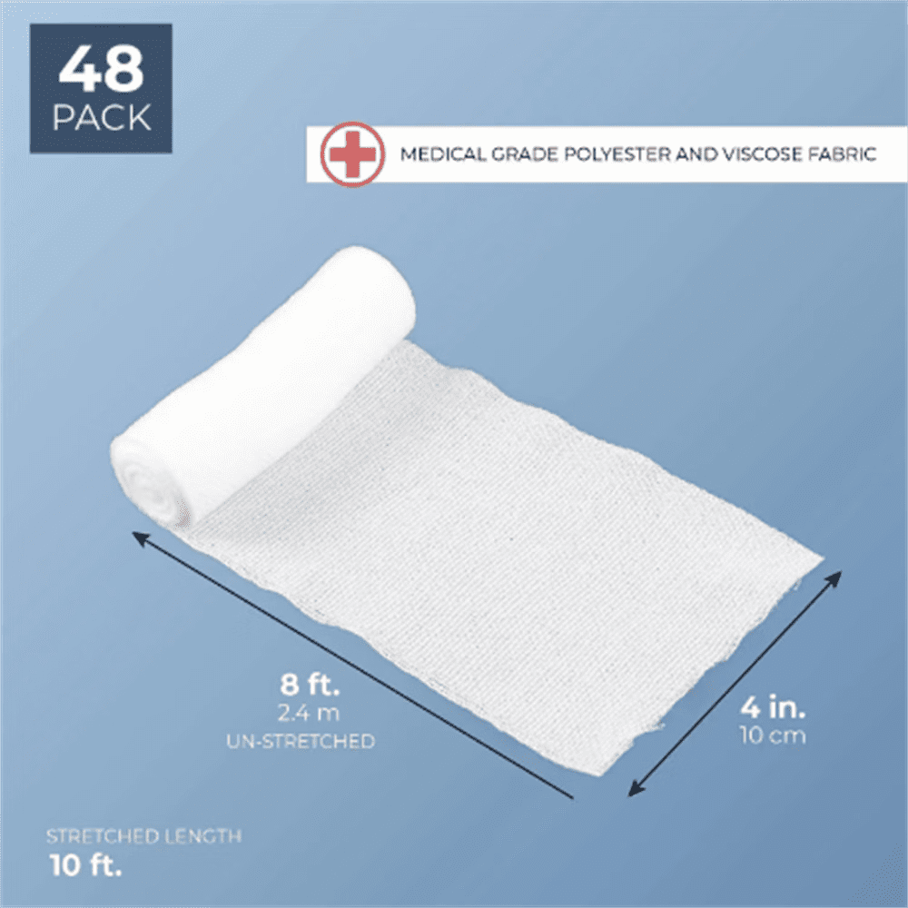 ZOUYUE Rolled Gauze Dressing for Minor Wound Care, Soft Padding and Instant Absorption, 4 Inches by 2.6 Yards, Value Pack 48 ct