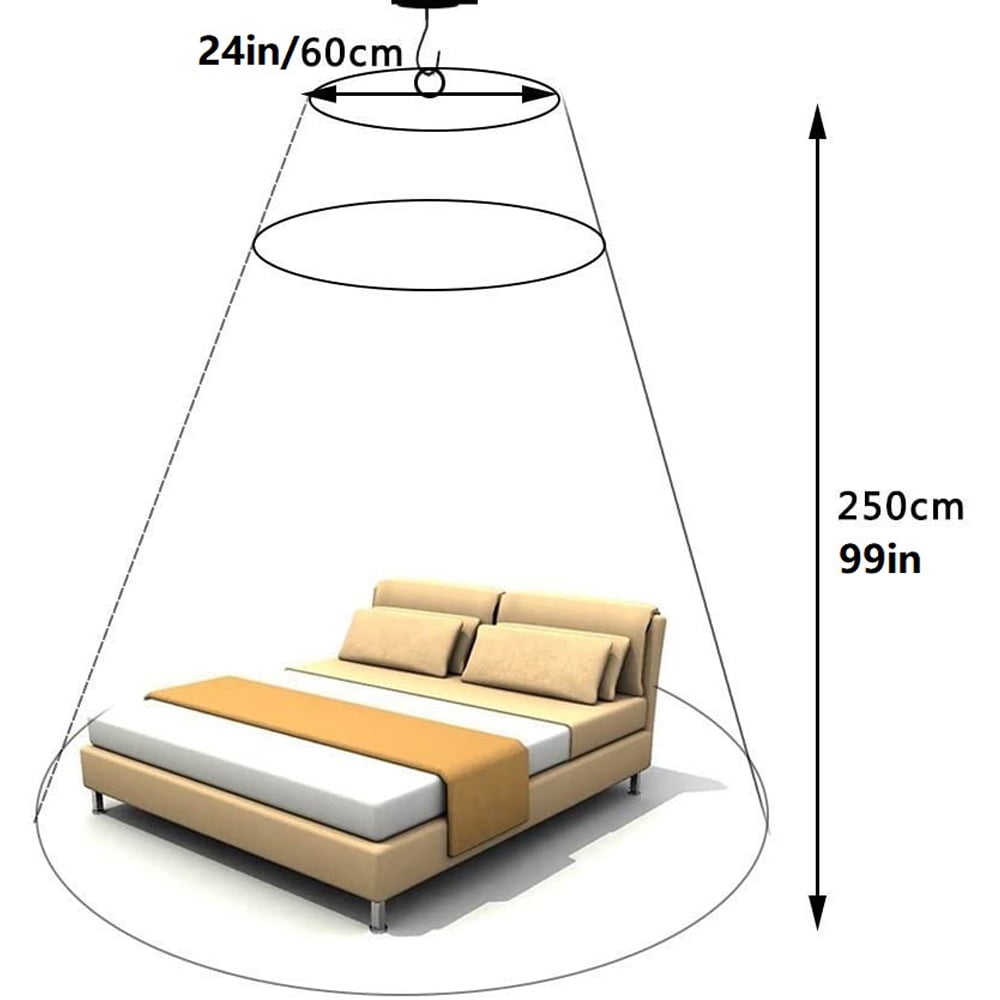 ZOUYUE Universal Dome Mos-quito Mesh Net Easy Installation Hanging Bed Canopy Netting for Single to King Size Beds Hammocks Cribs(White)