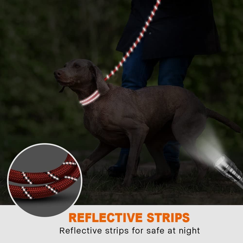 ZOUYUE Rope Dog Leash 6.5 FT with Comfortable Padded Handle, Highly Reflective Threads Dog Leash for Large/Medium Dogs, 1/2 inch, Multi-Color
