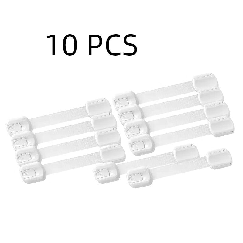 (10 Pack) Premium Cabinet Locks Baby Proofing, Child Proof Cabinet Locks, Cupboard Locks for Children with 3M Adhesive + 4 Extra Stickers