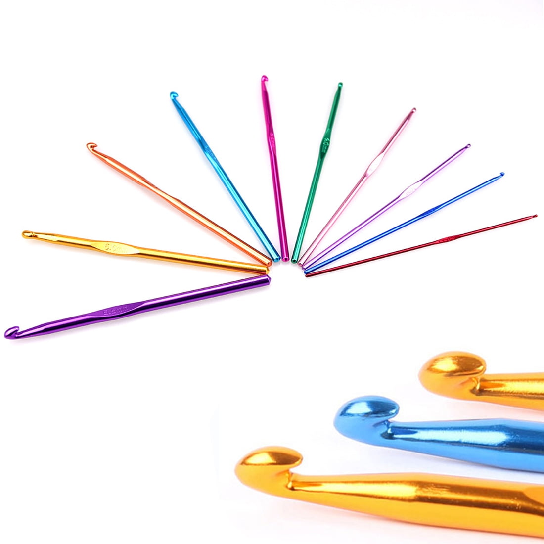 1 Set 22pcs Colorful Aluminum Crochet Hooks Needles Knit Weave Craft Yarn Tools