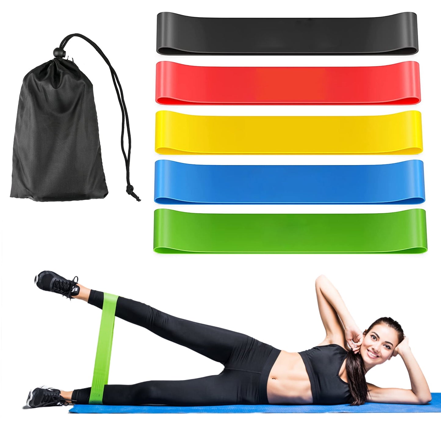(5-Pack)Heavy Duty Resistance Loop Band, DISEN Fitness Exercise Bands for Strength Training Working Out, Physical Therapy, Muscle Training, Lose Weight