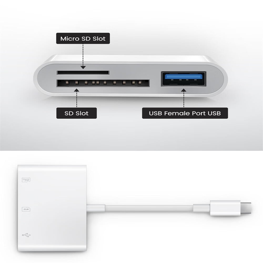 Sihohan 3 In 1 USB C Memory Card Reader with Dual Connector for SD/microSD Cards