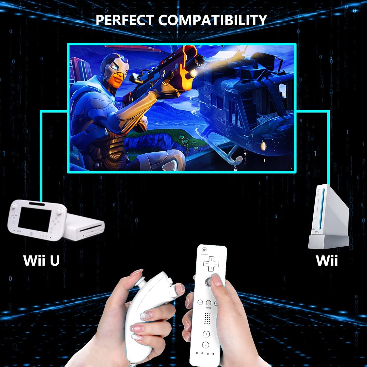ZOUYUE Wii Remote with Nunchuck, Wii Controller with Nunchuck, Compatible with Nintendo Wii/Wii U, 2 Pack