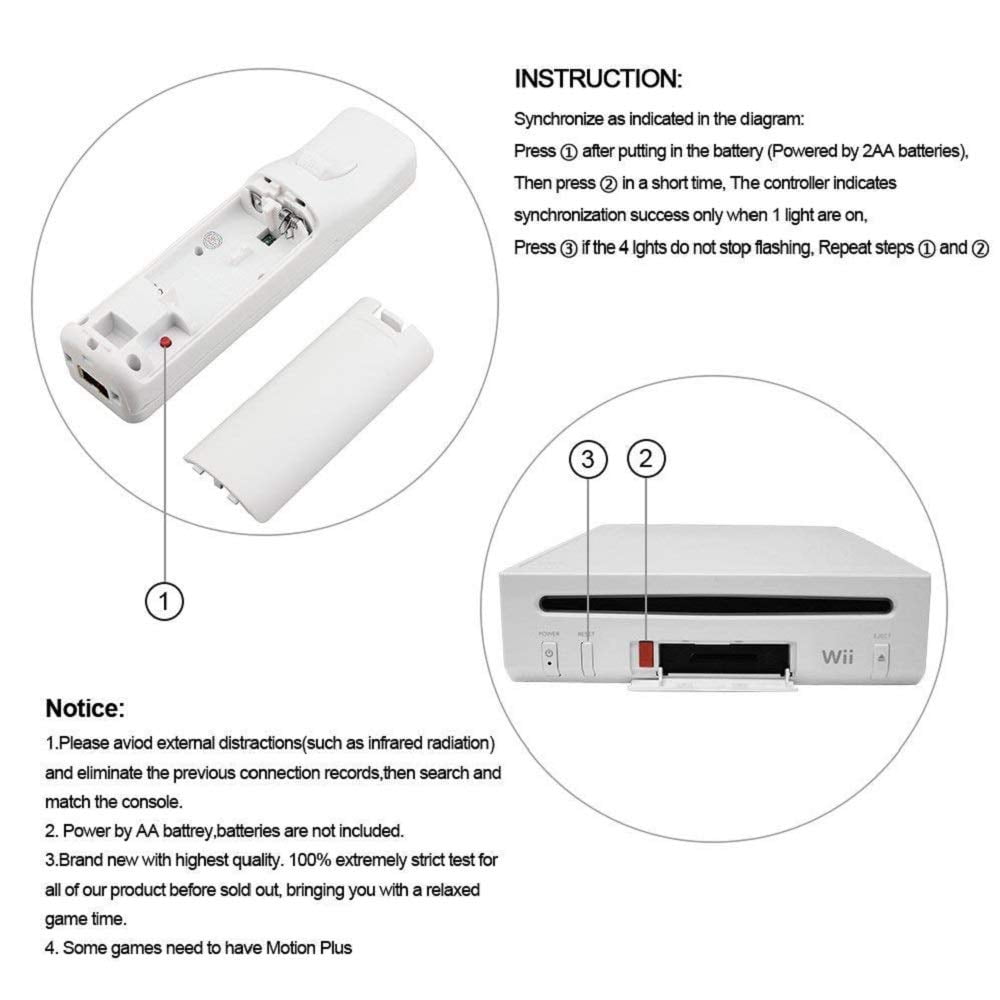 ZOUYUE Motion Plus Wii Controllers 2Packs with Nunchucks, Wii Remote Controllers Compatible for wii and Wii U