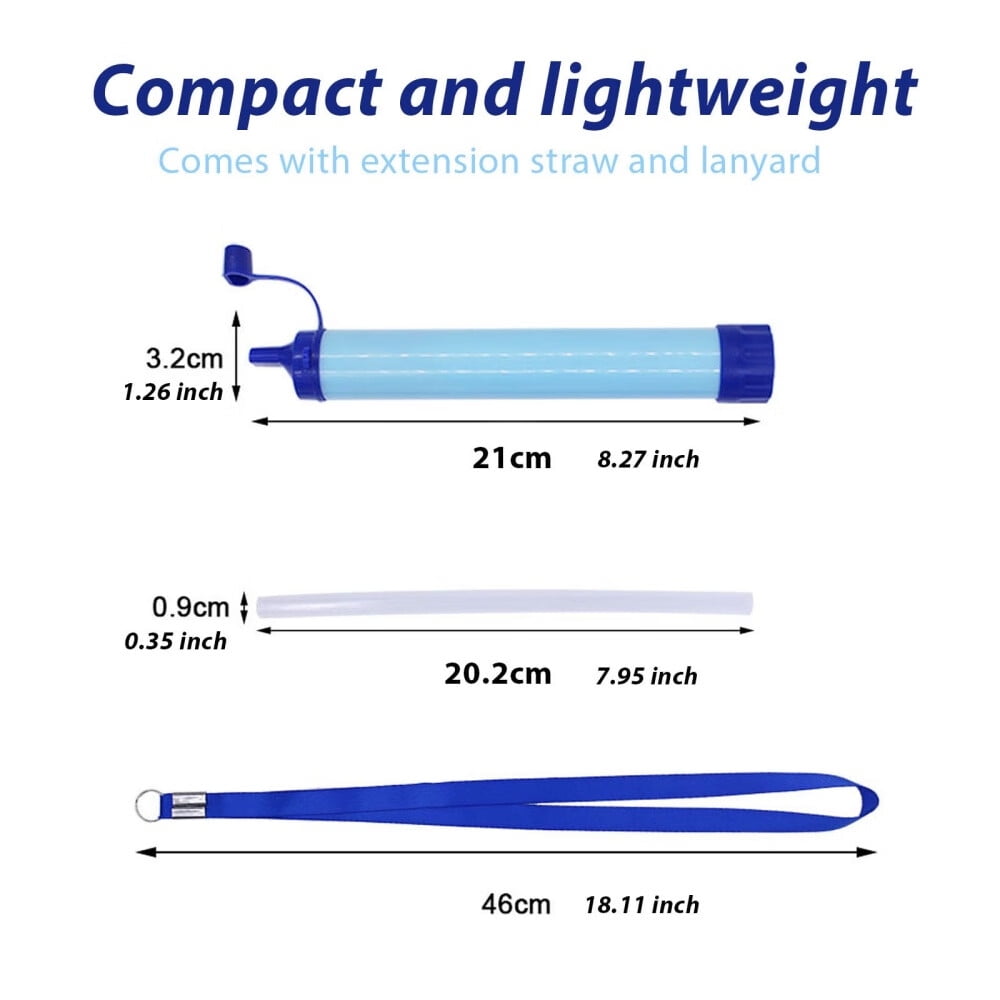 1 Pack Personal Water Filter Straw,Portable Outdoor Emergency Survival Gear for Hiking,Camping,Travel,Hunting & Fishing