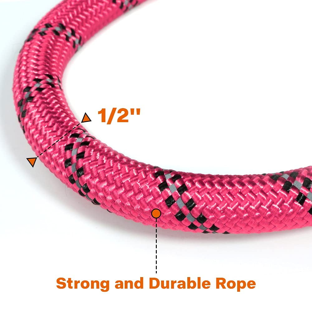 ZOUYUE Rope Dog Leash 5 FT with Comfortable Padded Handle, Highly Reflective Threads Dog Leash for Large/Medium Dogs, 1/2 inch, Multi-Color