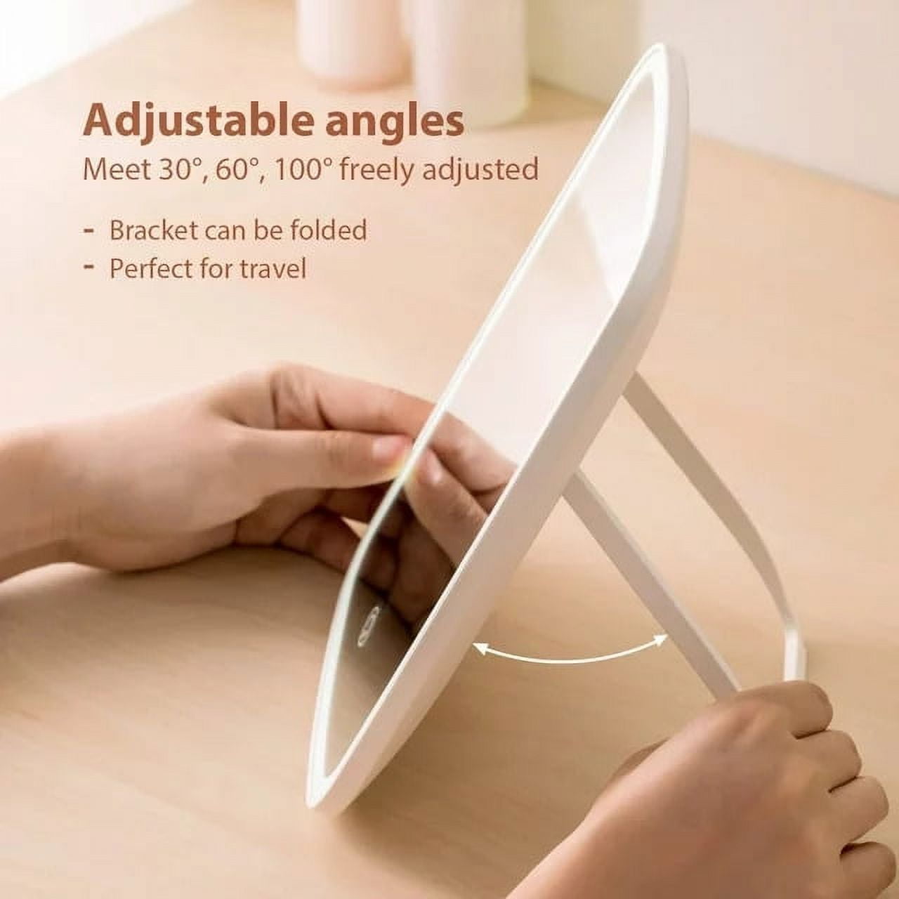 ZOUYUE Vanity Mirror Touch Screen Vanity Mirror with LED Brightness Adjustable Portable USB Rechargeable