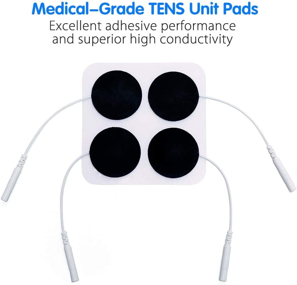 ZOUYUE TENS Unit Pads, 40PCS Round Electrodes Pads, 1.25 Reusable Carbon Electrotherapy Pads for EMS Muscle Stimulator, with 2.0 mm Pigtail Connectors