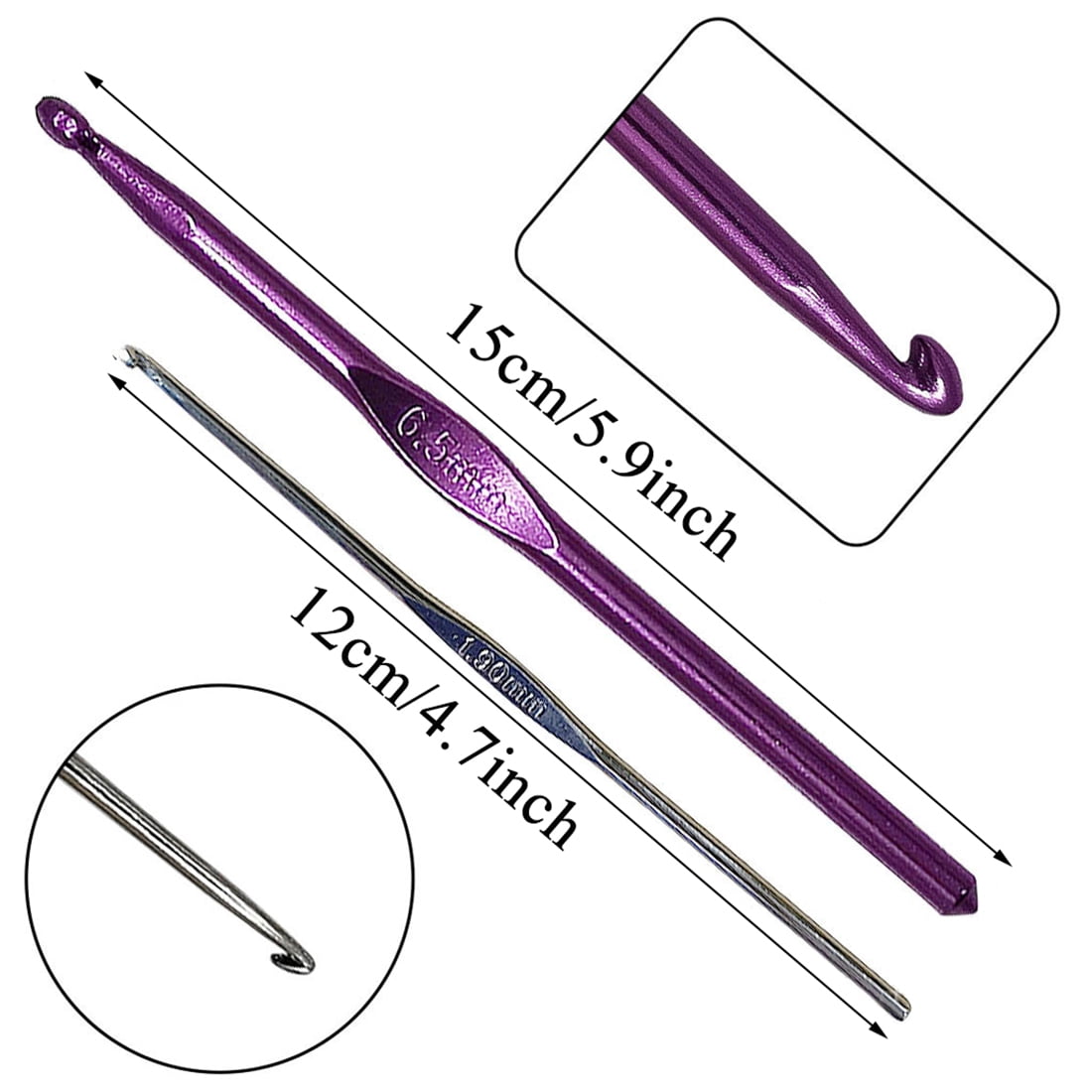 1 Set 22pcs Colorful Aluminum Crochet Hooks Needles Knit Weave Craft Yarn Tools
