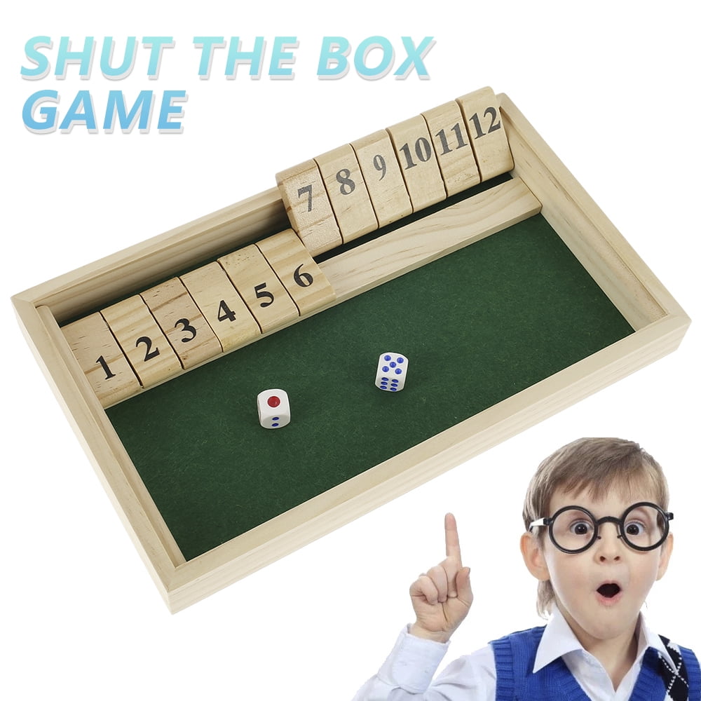 Shut The Box Game - 12 Numbers,Wooden Games for Adults - Folding Board Game