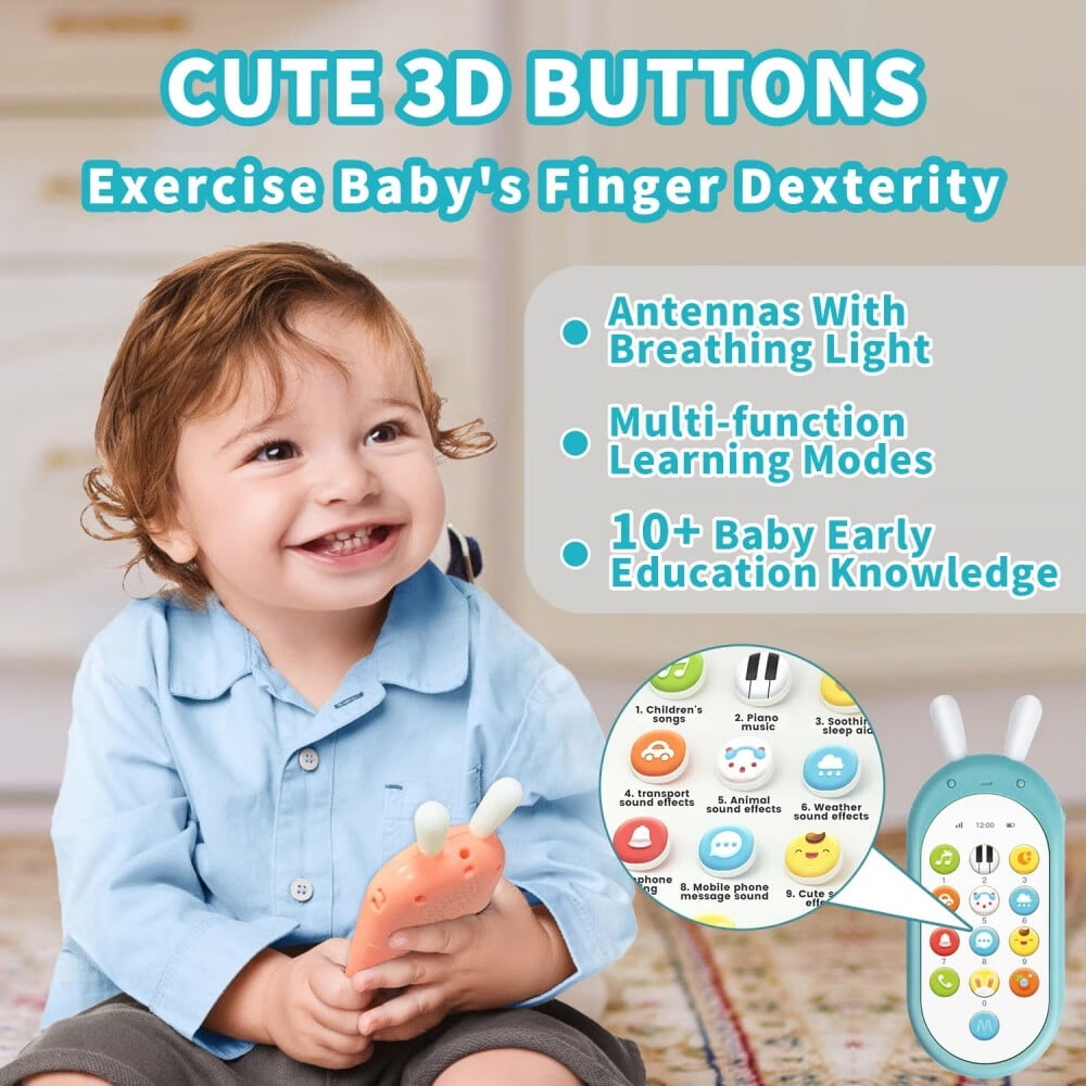 1 Year Old Girl Birthday Gift,Baby Cell Phone Toy Sensory Learning Toys with 12 Functions,Baby Girl Toys 6 to 12 Months Multi Sound Effects with Light Teething Toys for Babies Infants