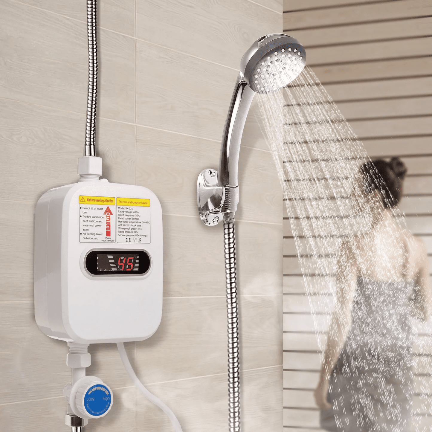 ZOUYUE Electric 3500W Tankless Water Heater for Shower,Volume capacity 2.3 lb