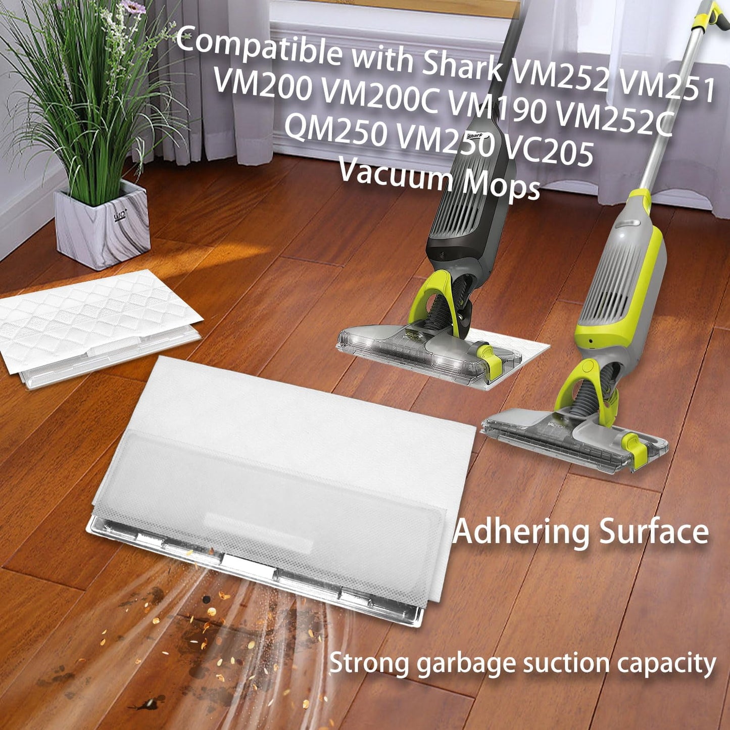 ZOUYUE VACMOP Mop Pad Refills Compatible with Shark Vacmop VMP30 VM252 VM250 VM200 Vacuum,Disposable Replacement Mop Pads,White,10 Count