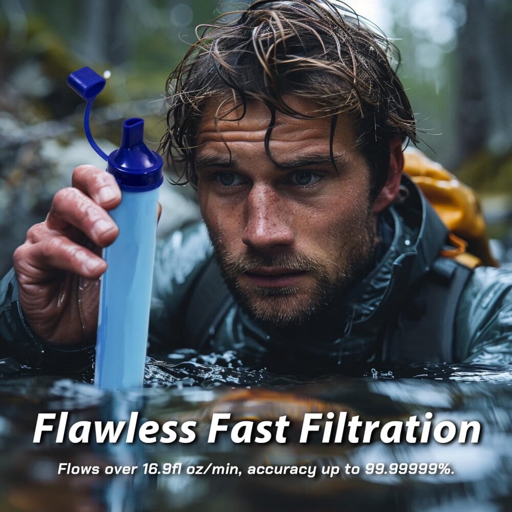 1 Pack Personal Water Filter Straw,Portable Outdoor Emergency Survival Gear for Hiking,Camping,Travel,Hunting & Fishing