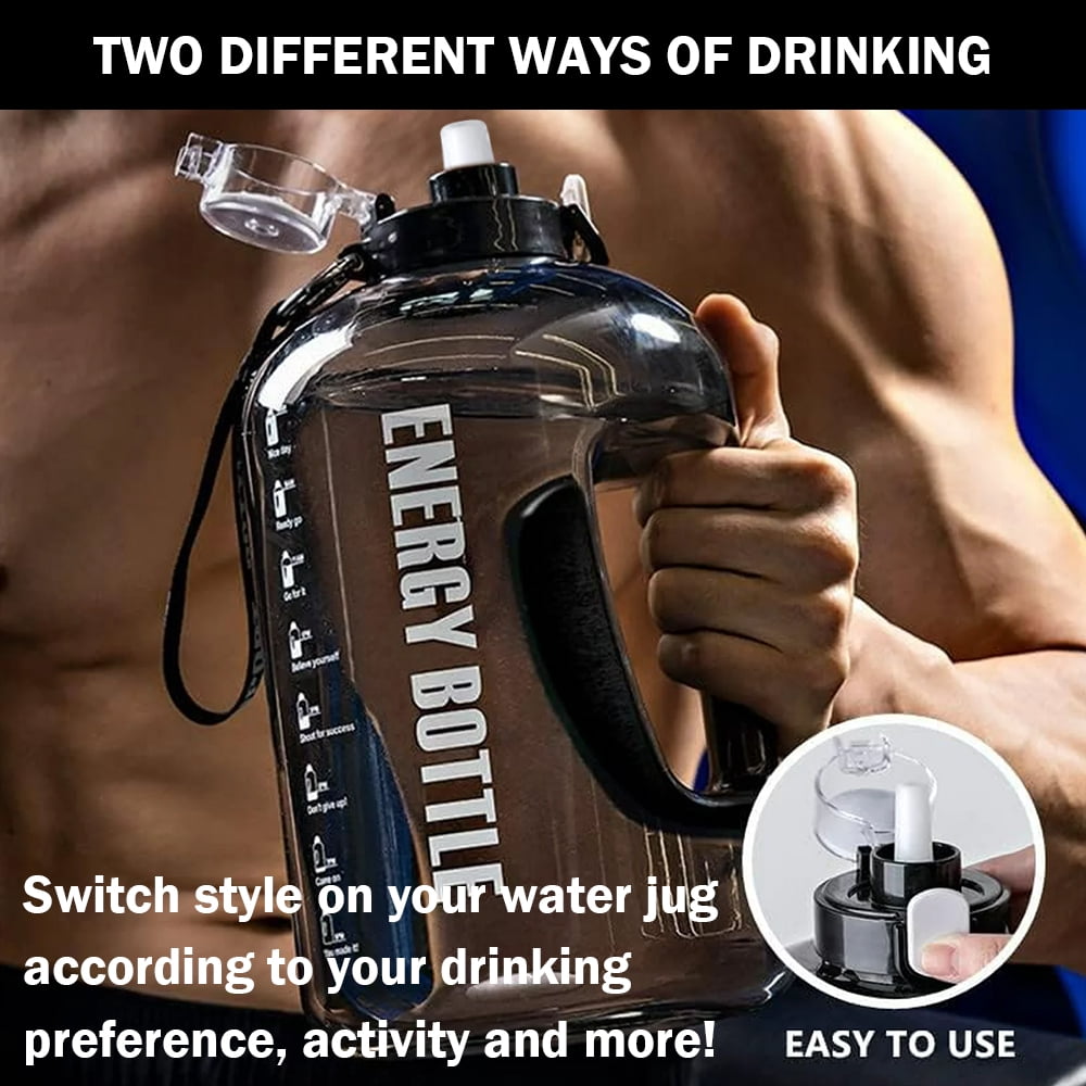 1 Gallon Water Bottles,128 oz Motivational Time Marked Water Bottle With Straw,BPA Free,Leak Proof Sports Water Bottle