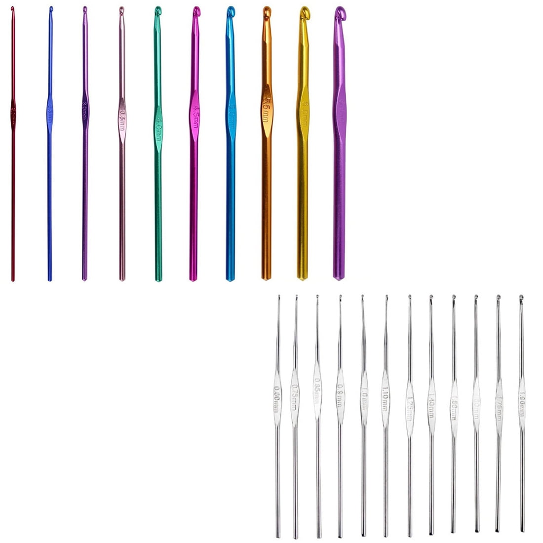 1 Set 22pcs Colorful Aluminum Crochet Hooks Needles Knit Weave Craft Yarn Tools