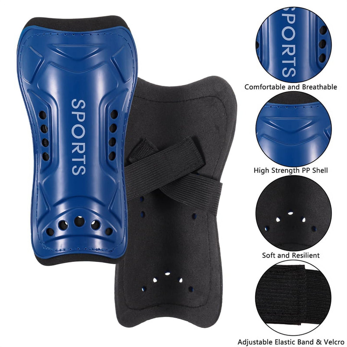 (Blue,Black)2Pair Soccer Shin Guards for Boys,Calf Protection Soccer Shin Pads for Toddler 5-12 Years