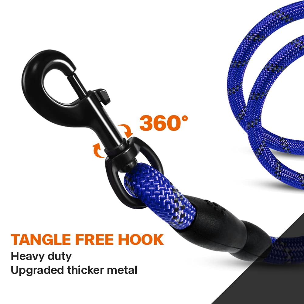 ZOUYUE Rope Dog Leash 5 FT with Comfortable Padded Handle, Highly Reflective Threads Dog Leash for Large/Medium Dogs, 1/2 inch, Multi-Color