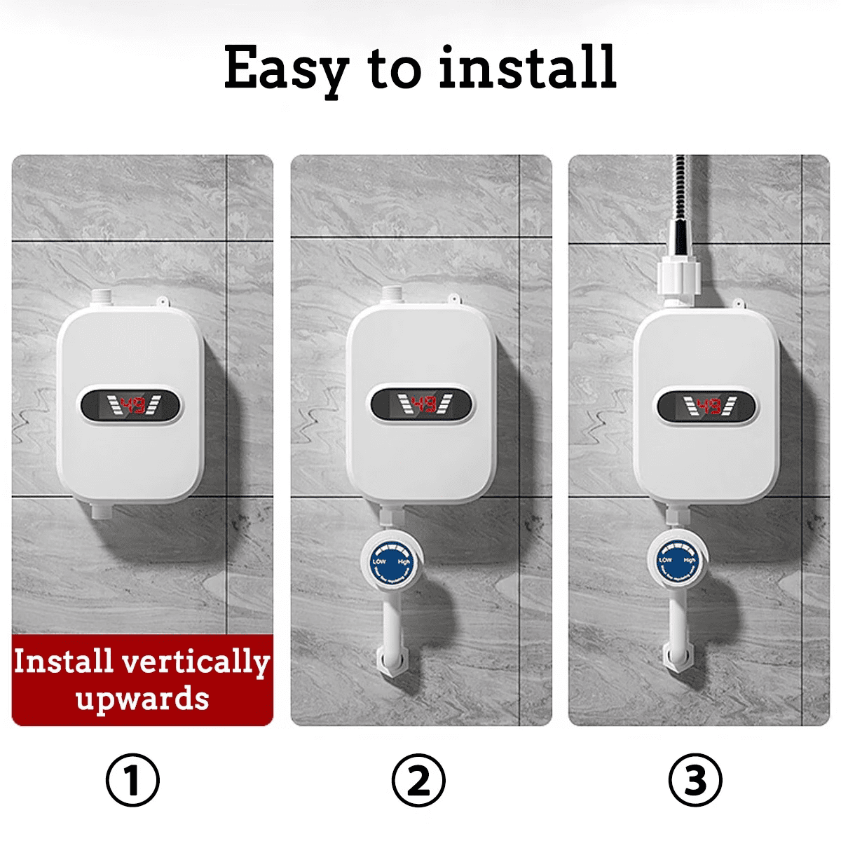 ZOUYUE Electric 3500W Tankless Water Heater for Shower,Volume capacity 2.3 lb