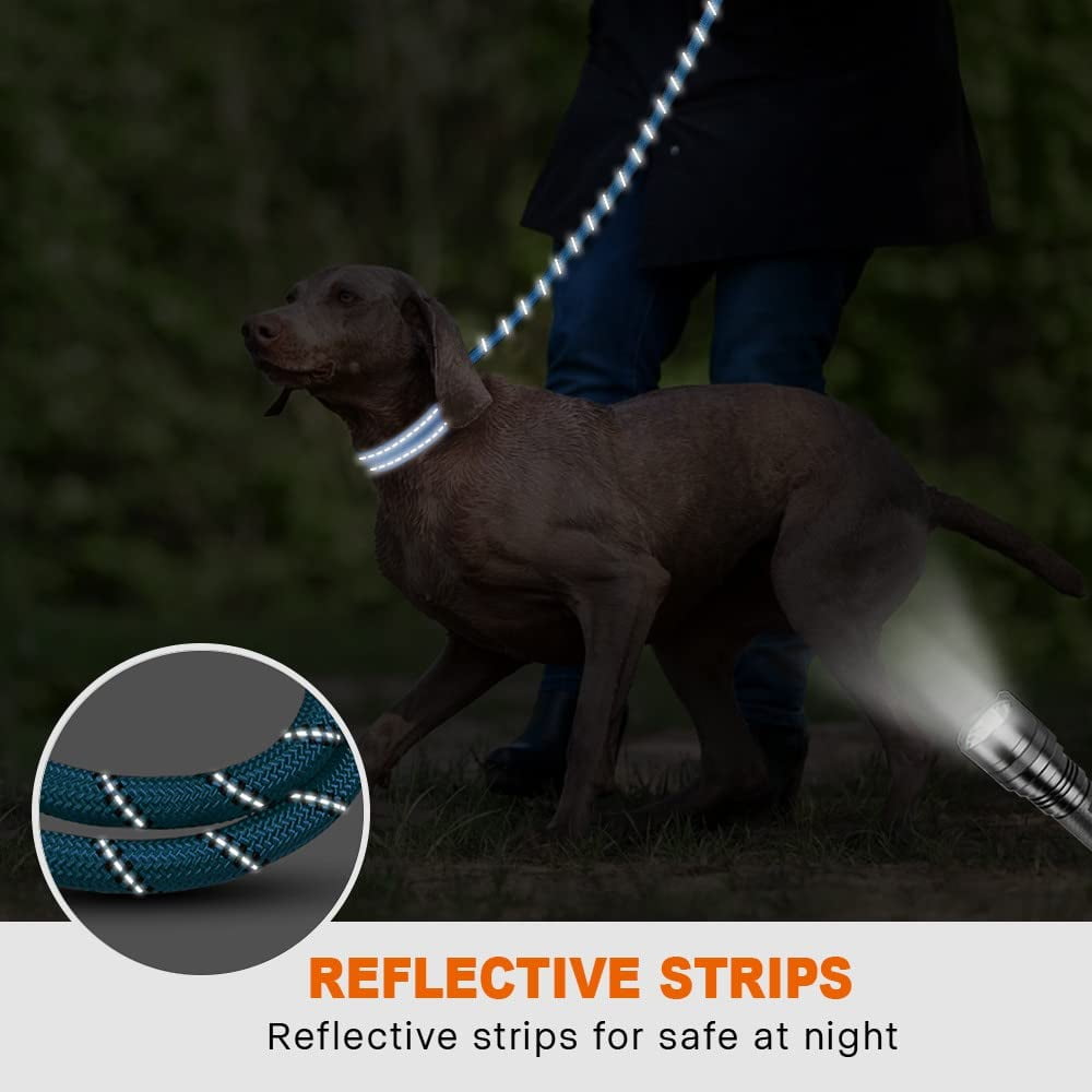 ZOUYUE Rope Dog Leash 5 FT with Comfortable Padded Handle, Highly Reflective Threads Dog Leash for Large/Medium Dogs, 1/2 inch, Multi-Color