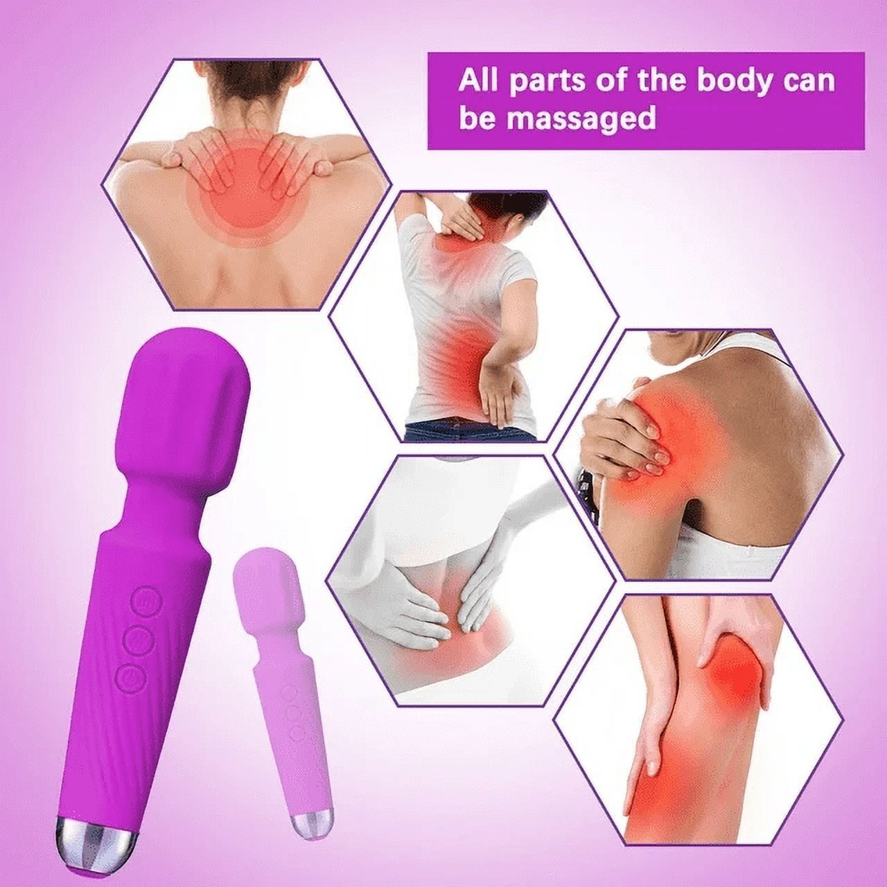 ZOUYUE Portable Soft Mini Personal Messager Wand Travel Size Silicone Massage Pleasure Handheld with Twenty Vibrating Patterns Eight Speeds Body Massager Cordless Rechargeable,Purple