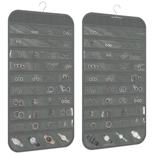 1-Pack Hanging Jewelry Organizer 80-Pocket Dual-sided Jewelry Storage for Jewelry Earring Necklace Bracelet Ring Storage Travel Holder,Black