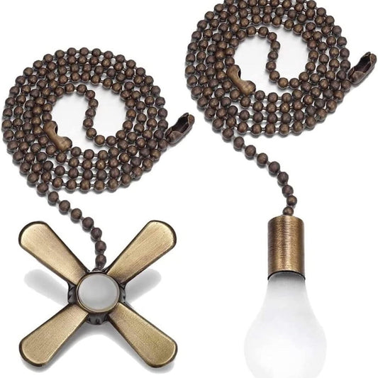 1 Pcs Ceiling Fan Pull Chain Beaded Ball Extension Chains with Light Bulb and Fan Cord,Silver