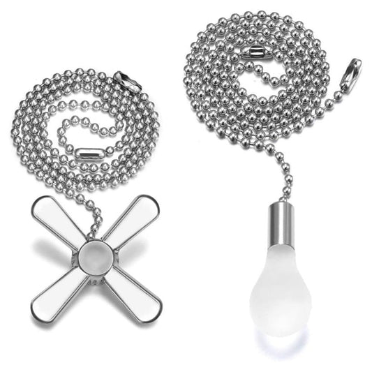 1 Pcs Ceiling Fan Pull Chain Beaded Ball Extension Chains with Light Bulb and Fan Cord,Silver