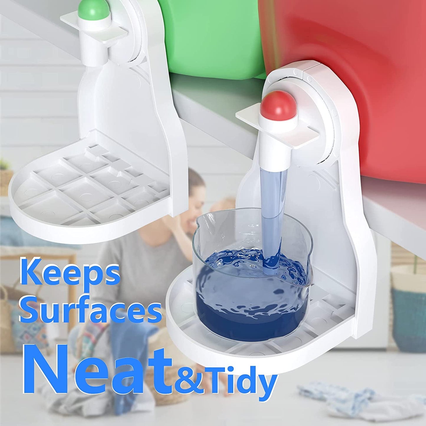 [2 Pack] Laundry Detergent Cup Holder,Detergent Drip Catcher (Upgraded Drip Tray),No More Mess or Leaks