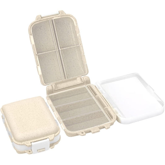 [2 Pack] Pill Organizer,Pill Cases,8 Compartments Portable Travel Pill Box for Pocket Purse Medicine Vitamin Holder Container