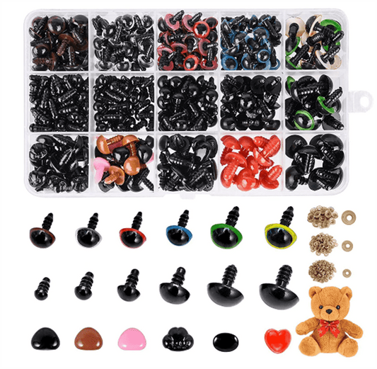 ZOUYUE 580pcs Doll Safety Eyes Noses,Colorful Safety Eyes Noses for Crafts Crochet Stuffed Animals Plastic Multicolor 6mm 10mm 12mm 14mm 16mm 18mm