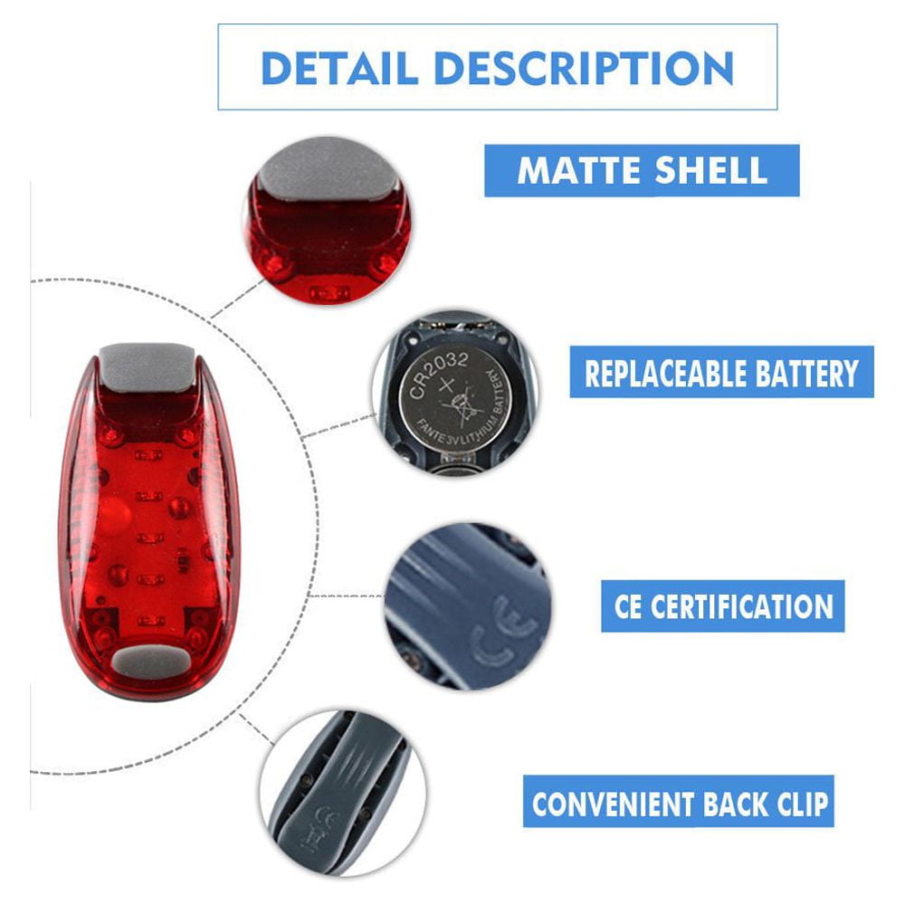 [3 Pack] LED Running Safety Light Bike Tail Light Warning Lamp,Clip on Strobe Running Battery Powered for Bicycle Backpack Arm,Walking,Jogging