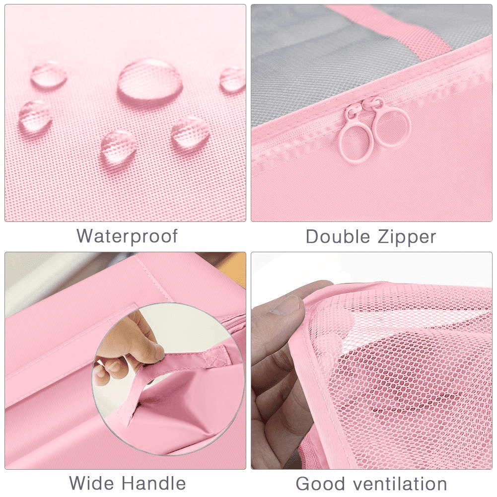ZOUYUE Packing Cubes for Travel, 8Pcs Travel Cubes Set Foldable Suitcase Organizer Lightweight Luggage Storage Bag, Pink