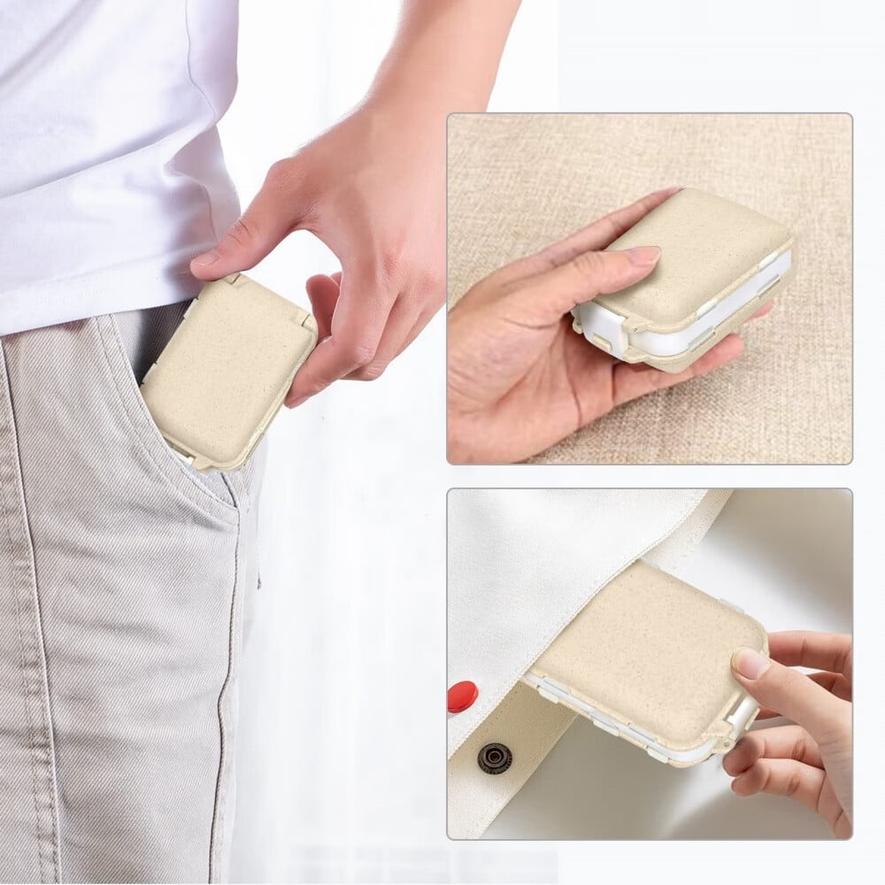 [2 Pack] Pill Organizer,Pill Cases,8 Compartments Portable Travel Pill Box for Pocket Purse Medicine Vitamin Holder Container