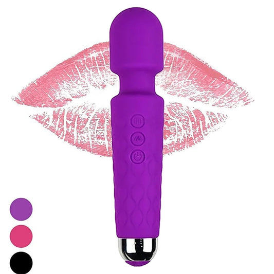 ZOUYUE Portable Soft Mini Personal Messager Wand Travel Size Silicone Massage Pleasure Handheld with Twenty Vibrating Patterns Eight Speeds Body Massager Cordless Rechargeable,Purple