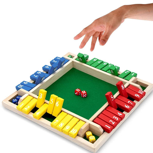 Shut The Box Dice Game,2-4 Player Family Wooden Board Table Math Games for Adults and Kids,8 Dices Classics Tabletop Version Games for Classroom,Home,Party or Pub