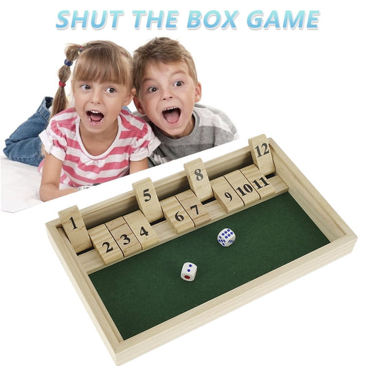 Shut The Box Game - 12 Numbers,Wooden Games for Adults - Folding Board Game