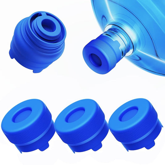 [Upgraded]Reusable 3 & 5 Gallon Water Jug Cap,No Leaking & Popping Open,Food Grade Silicone Replacement Cap for 55mm Standard/Screw/Crown Top Water Bottle & Water Pump Dispenser,3Pcs
