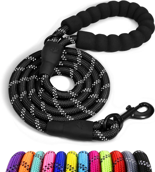 ZOUYUE Rope Dog Leash 6.5 FT with Comfortable Padded Handle, Highly Reflective Threads Dog Leash for Large/Medium Dogs, 1/2 inch, Multi-Color