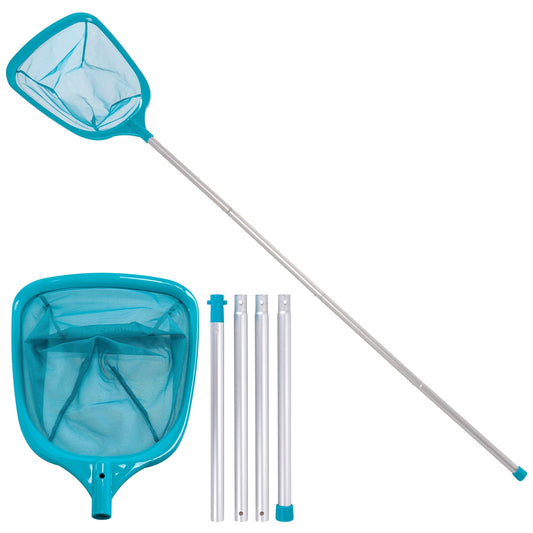 ZOUYUE Swimming Pool 5 Foot Leaf Skimmer Net with 4 Aluminum Pole Sections - 6 Deep Ultra Fine Mesh Netting Bag Basket for Fast Cleaning of The Finest Debris - 60 Long, Clean Spas, Ponds