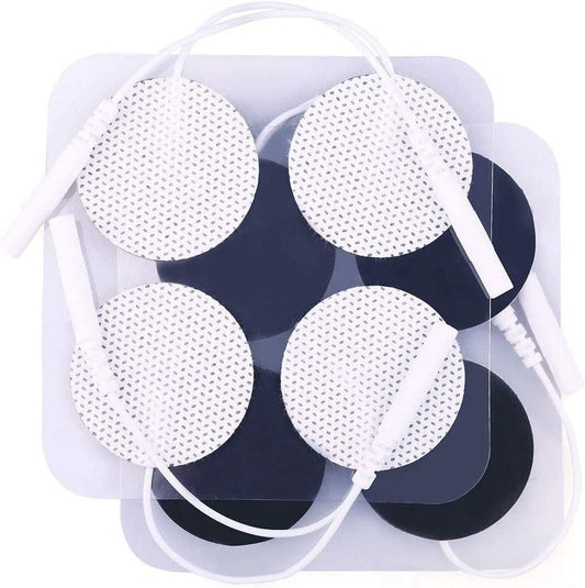ZOUYUE TENS Unit Pads, 40PCS Round Electrodes Pads, 1.25 Reusable Carbon Electrotherapy Pads for EMS Muscle Stimulator, with 2.0 mm Pigtail Connectors