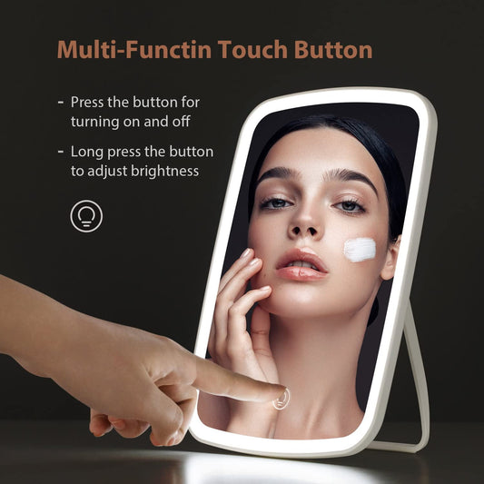 ZOUYUE Vanity Mirror Touch Screen Vanity Mirror with LED Brightness Adjustable Portable USB Rechargeable