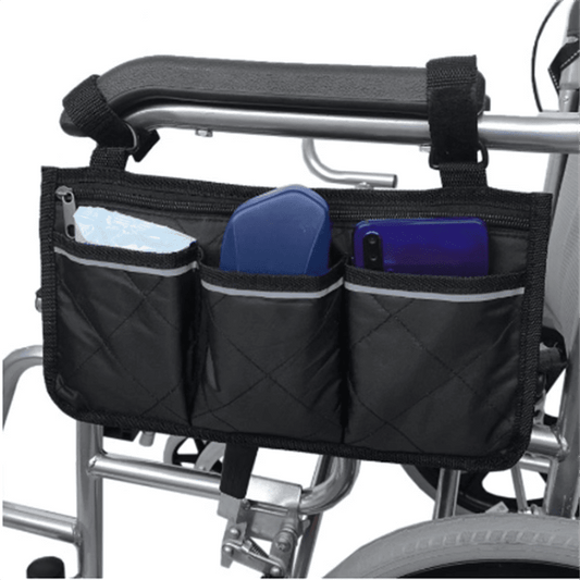 ZOUYUE Wheelchair Side Bag Walker Bag Rollator Universal Organizer Pockets Wheelchair Scooter Side Bag for Sundries Wallet Snacks Storage Parts